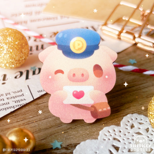 Happy Postman Wooden Pin