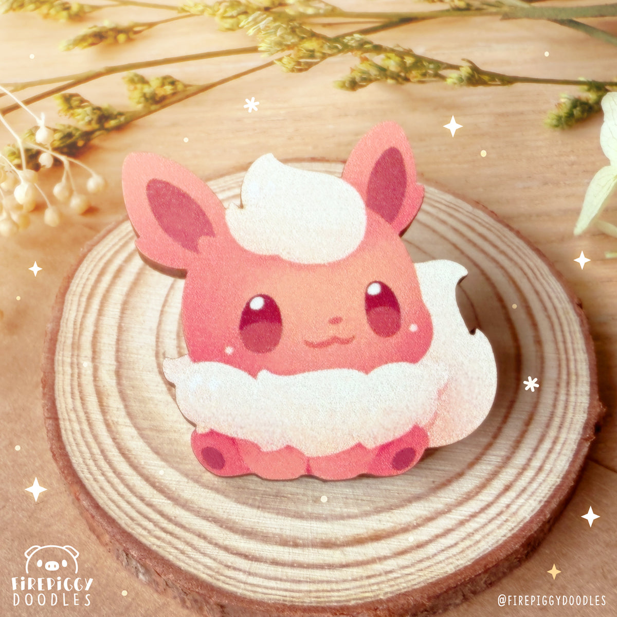 Fire Fluffy Baby Wooden Pin